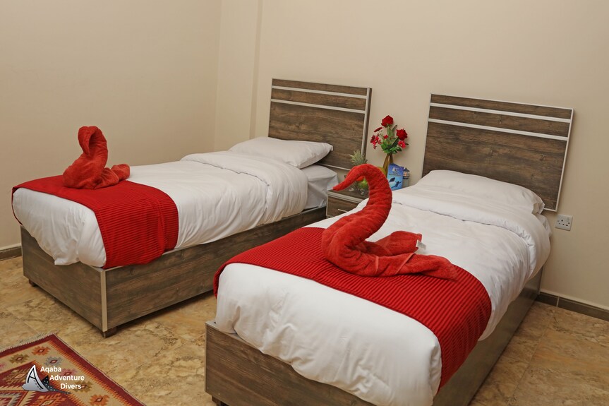 Hotel Room with Towel Swans