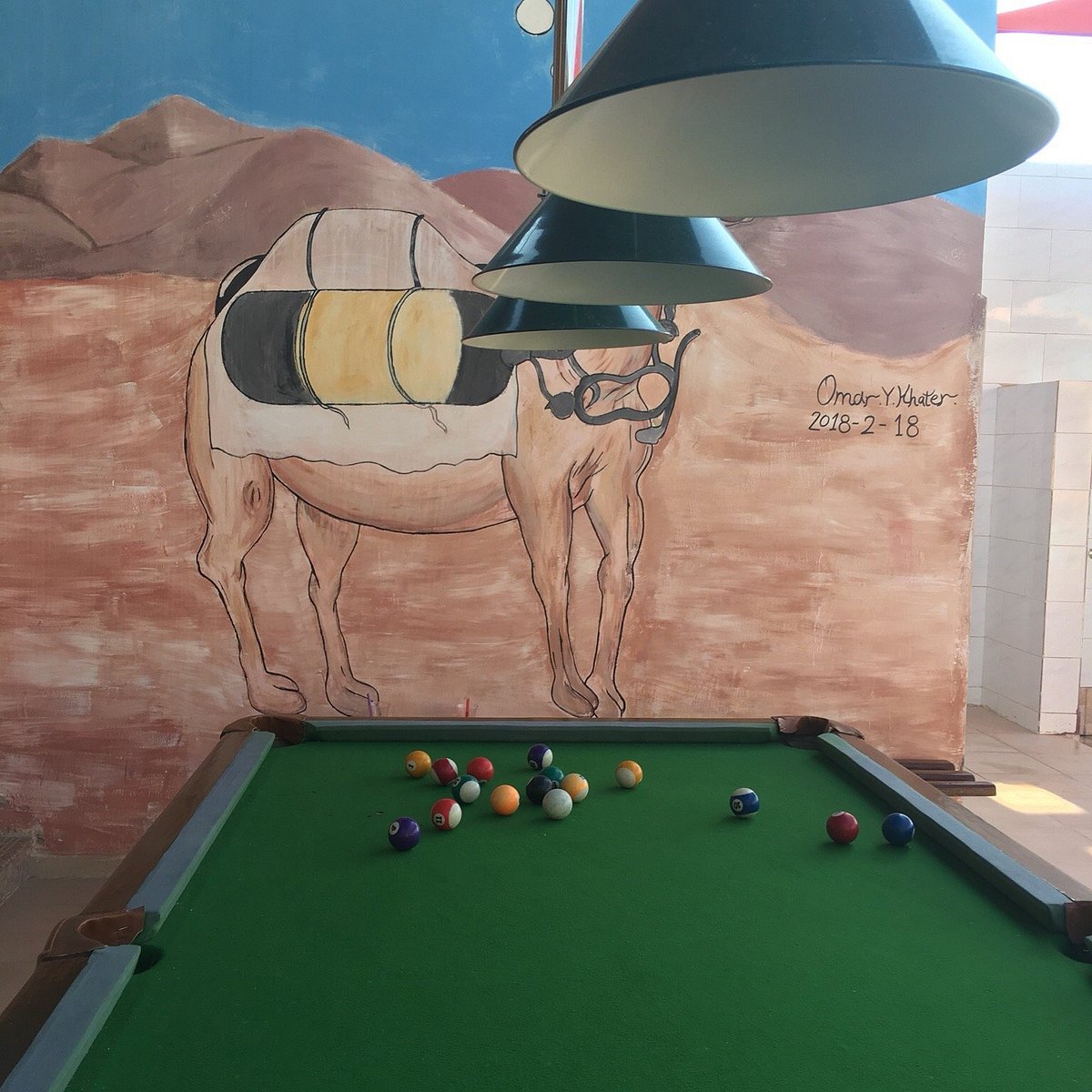 Hotel Game Room with Camel Mural