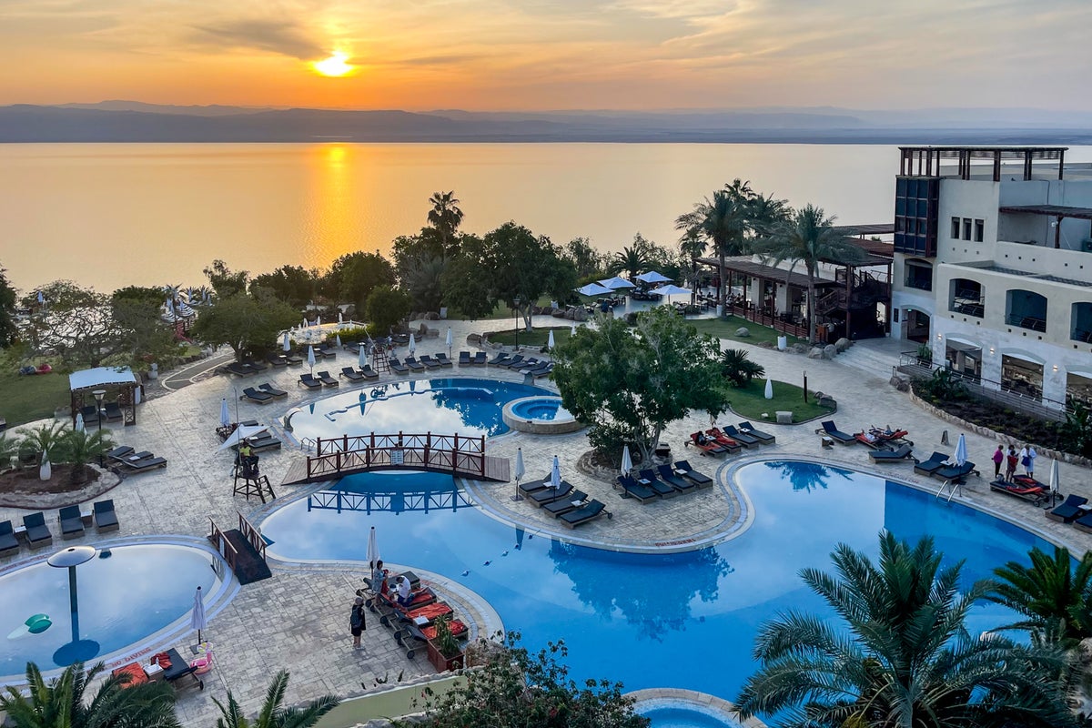 Dead Sea Resort Pool at Sunset