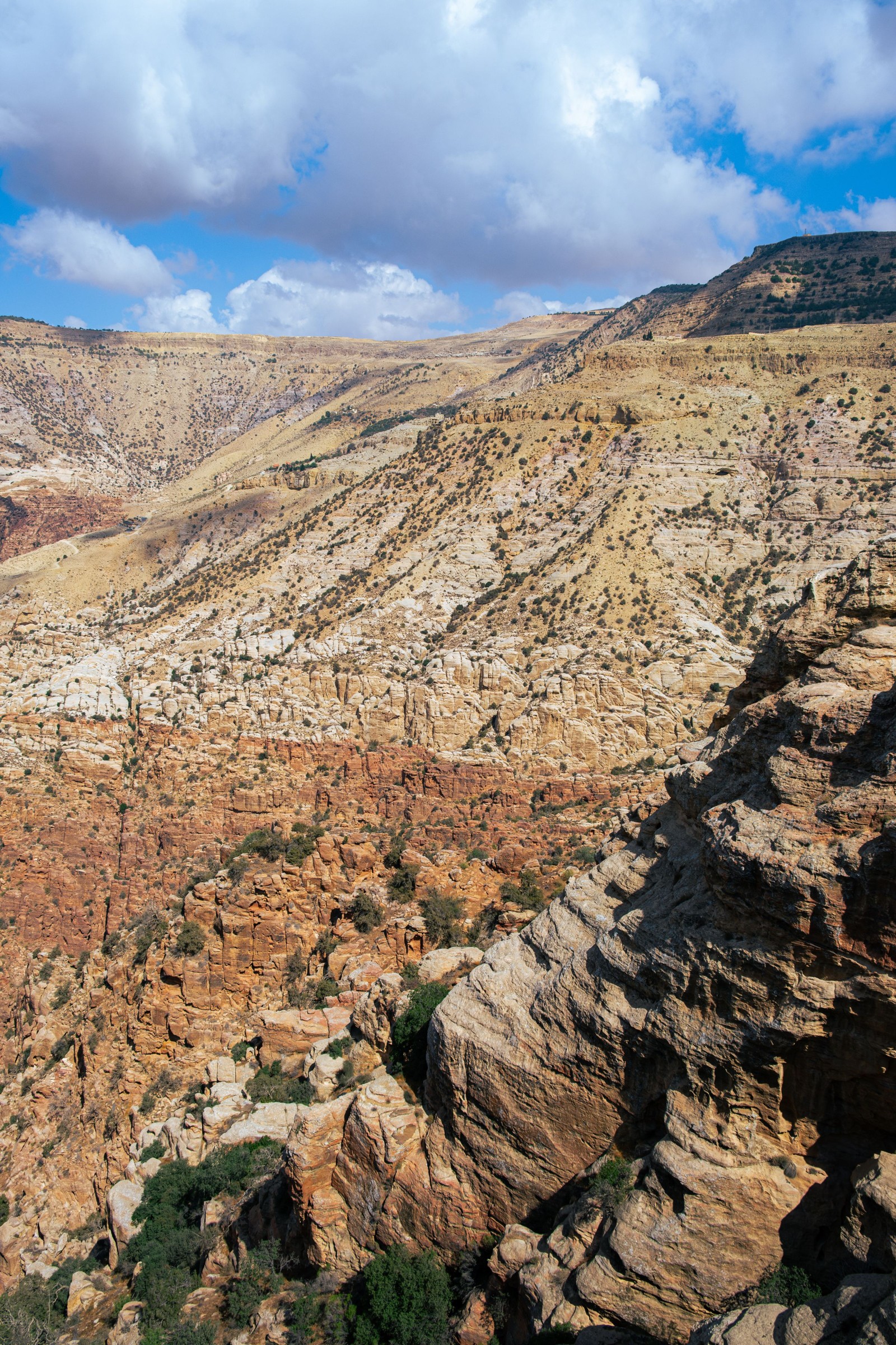 Rugged mountains and rocky valleys in Dana Biosphere Reserve, Jordan.