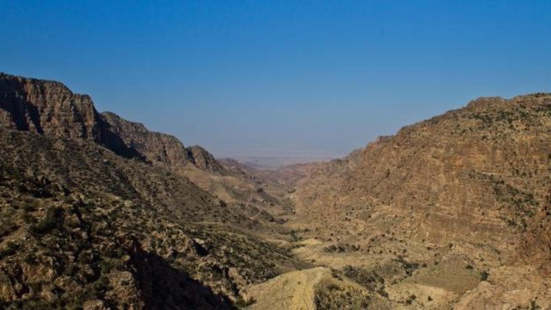 Rugged mountain and canyon landscape in Jordan