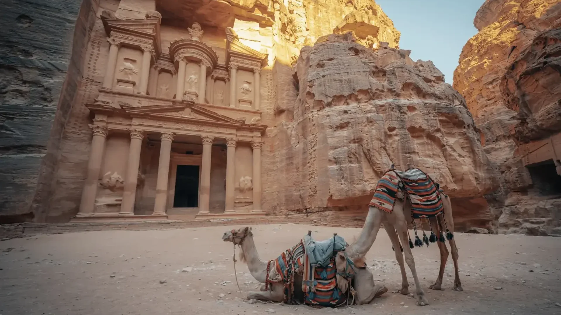 Family adventure at Al-Khazneh Treasury in Petra Jordan