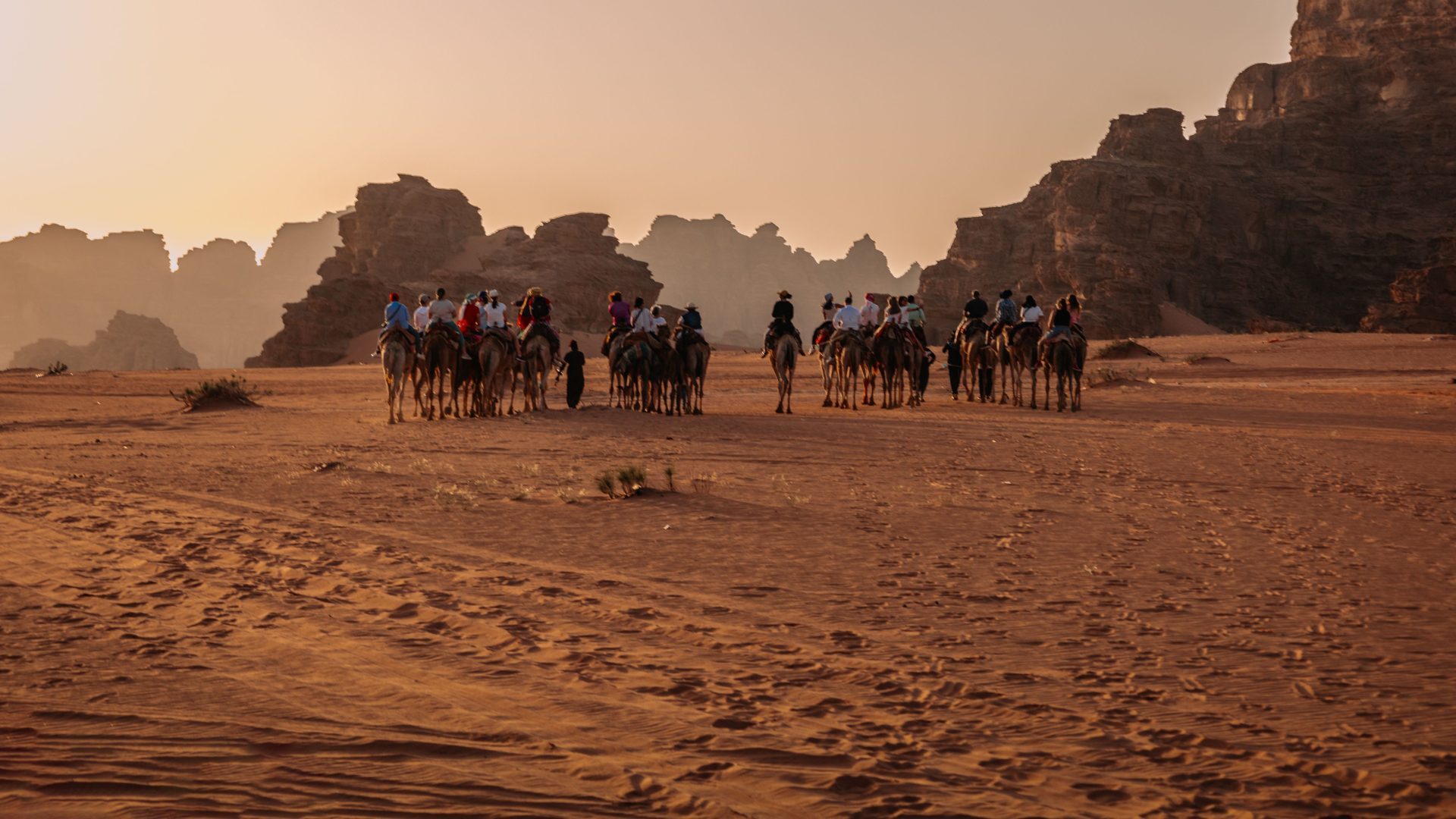 Camel ride through the Wadi Rum desert in Jordan