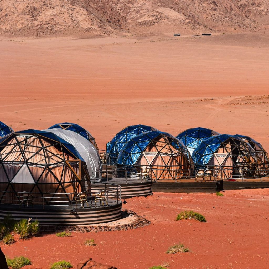 Luxury desert dome camp in Wadi Rum Jordan