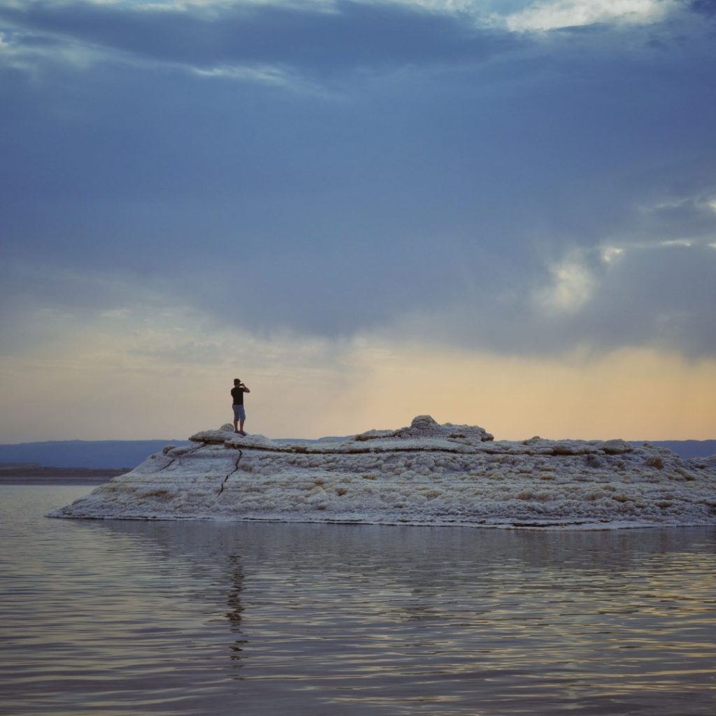 Panoramic view of the Dead Sea and surrounding mountains in Jordan