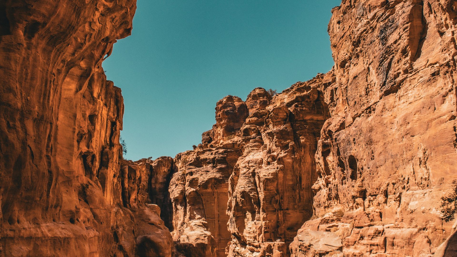 Dramatic sandstone mountains and desert landscape in Jordan