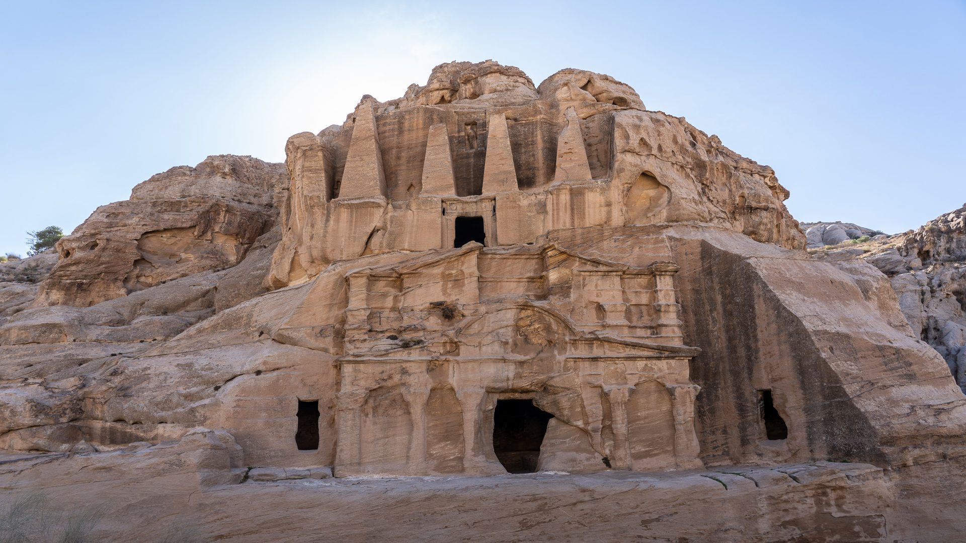 Ancient rock-cut Nabataean monument in Petra Jordan