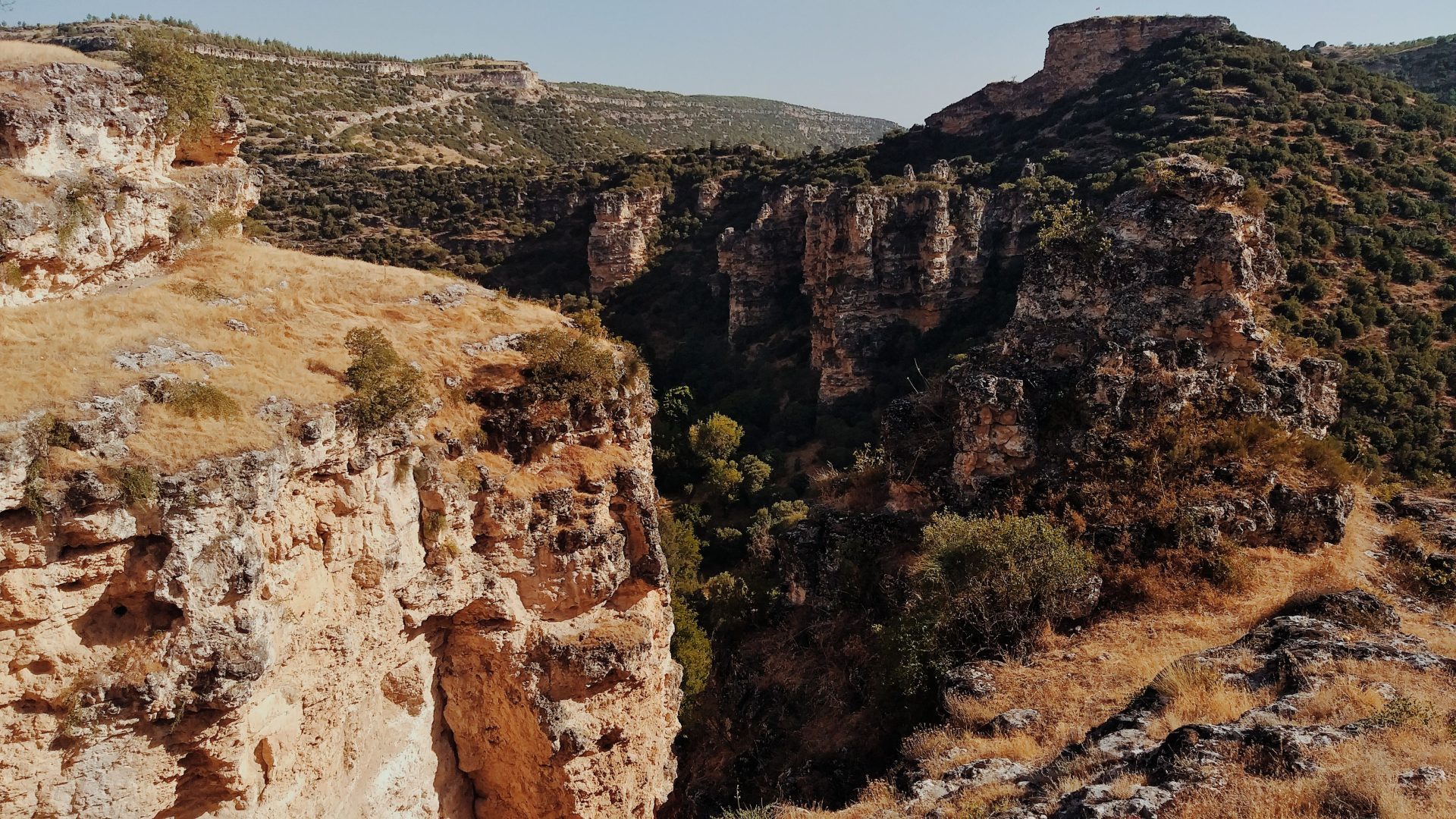 Rocky canyon and dramatic mountain landscape in Jordan